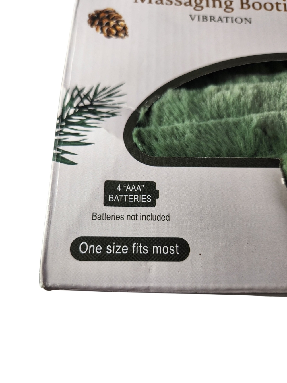HealthTouch Soft Fluffy Massaging Booties - Green - Picture 6 of 10